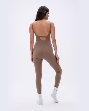 Brown Adanola Ultimate Low Cross Back Unitard | 8573-VTAUN