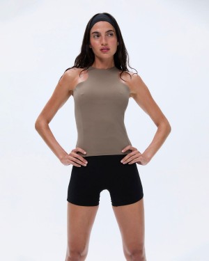 Brown Adanola Ultimate Racer Back Longline Top | 7130-DVOLR