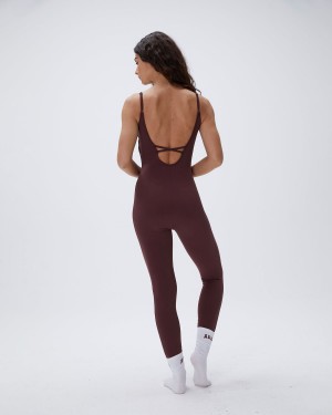 Burgundy Adanola Ultimate Low Cross Back Unitard | 9628-YUPWQ