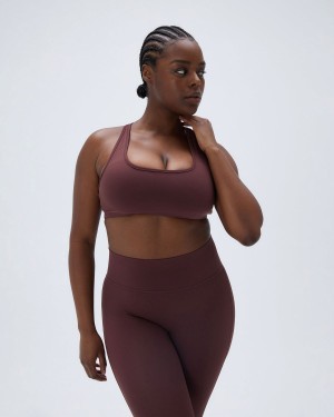Burgundy Adanola Ultimate Scoop Neck Racer Back Bra | 3921-ZILST