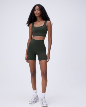 Dark Olive Adanola Ultimate Crop Shorts | 5394-WTQEX