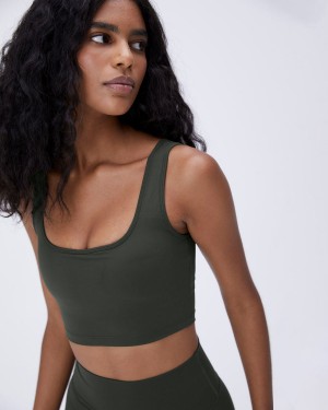 Dark Olive Adanola Ultimate Square Neck Bra | 6904-CURSJ
