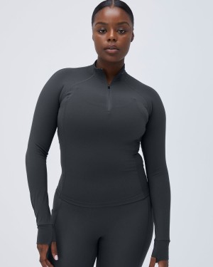 Deep Grey Adanola Ultimate Long Sleeve Quarter Zip Top | 1904-OEHWY