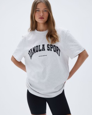 Grey Adanola Adanola Sport Short Sleeve Oversized T-shirt | 0312-PMHJR