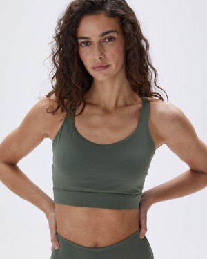 Khaki Green Adanola Ultimate Cross Back Bra | 5714-XDSKL