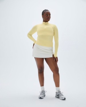 Lemon Yellow Adanola Ultimate Long Sleeve Quarter Zip Top | 7452-YGBAZ