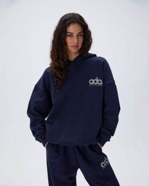 Navy Blue Adanola Performance Oversized Hoodie | 4317-RGBYA