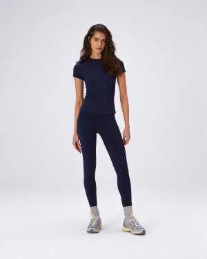 Navy Blue Adanola Ultimate Short Sleeve Longline Top | 2894-KCROY