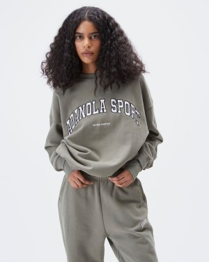 Olive Green Adanola AS Oversized Sweatshirt | 0961-PXFHN
