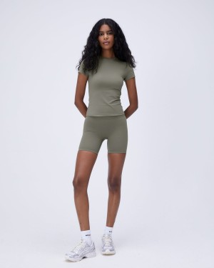Olive Green Adanola Ultimate Crop Shorts | 0274-PVWMF