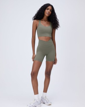 Olive Green Adanola Ultimate Wrap Over Crop Shorts | 1870-LEYHJ